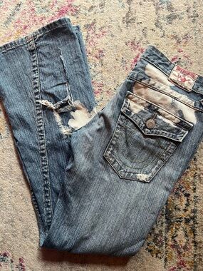 🎨🌺True Religion #503 Bleach/Paint Splatter Look Distressed Jeans🌺🎨